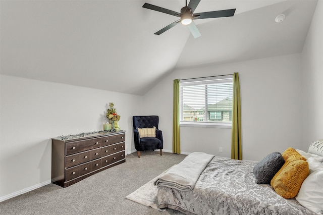 4444 Blue Mist Dr, Fort Worth, TX 76036 - bedroom featuring lofted ceiling, carpet flooring, a ceiling fan, and baseboards