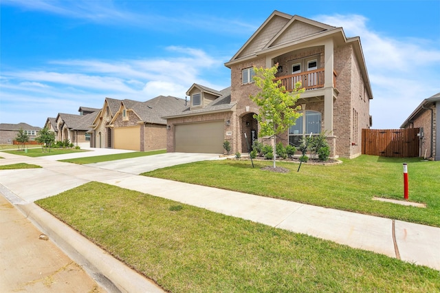 4444 Blue Mist Dr, Fort Worth, TX 76036 - view of front of home with brick siding, concrete driveway, a balcony, and a residential view