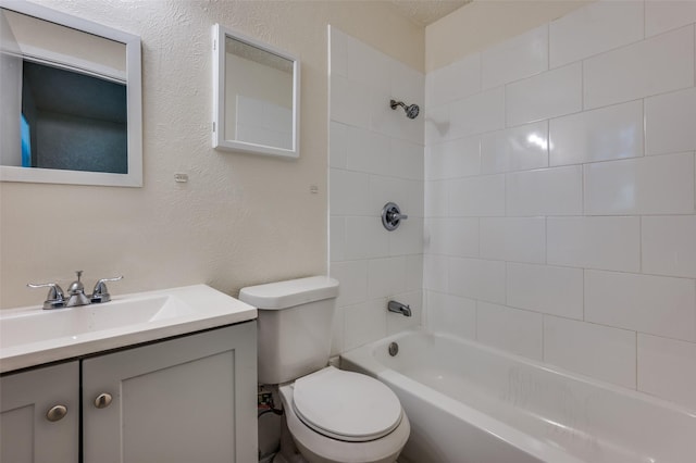 110 Muleta Dr, Oak Point, TX 75068 - bathroom featuring toilet, shower / bath combination, vanity, and a textured wall