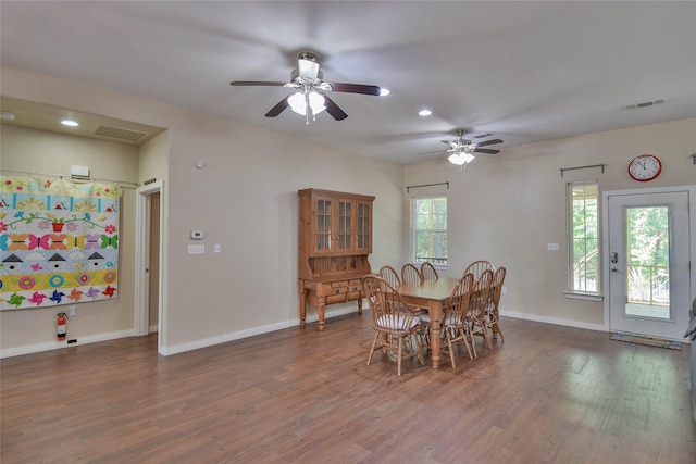 6495 Smoky Hill Ct, Granbury, TX 76049 - dining space with wood finished floors, ceiling fan, baseboards, and recessed lighting