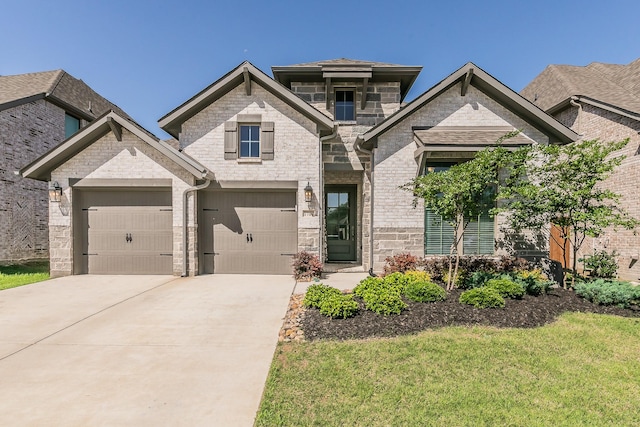 1704 Cypress Gap Trl, Mansfield, TX 76063 - french country inspired facade featuring driveway, a front lawn, and stone siding