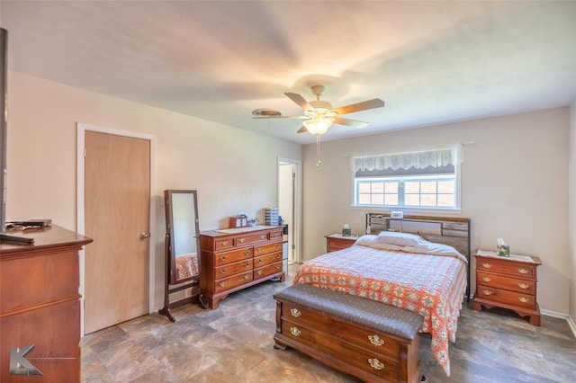 1602 Westwood Dr, Abilene, TX 79603 - bedroom with a ceiling fan and stone finish flooring
