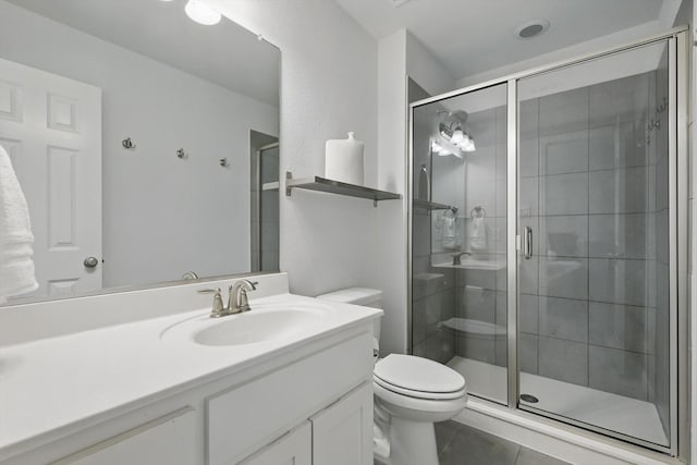 1000 Hazel Dr, Lantana, TX 76226 - full bath with a shower stall, tile patterned floors, toilet, and vanity
