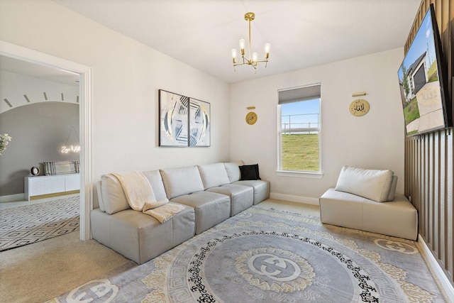 3925 Fairmount Ct, Sachse, TX 75048 - living area featuring a chandelier, baseboards, and carpet floors