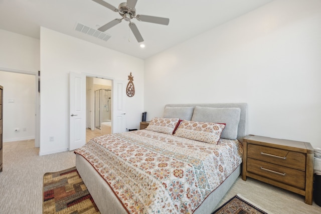 2004 Creekridge Dr, Lewisville, TX 75010 - bedroom featuring light colored carpet, recessed lighting, baseboards, and ceiling fan