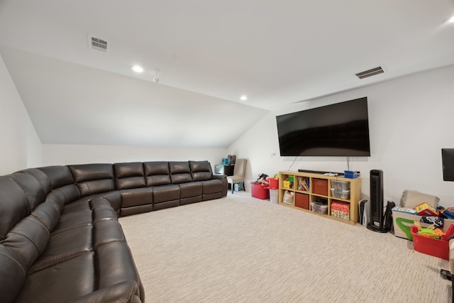 2004 Creekridge Dr, Lewisville, TX 75010 - carpeted living area with vaulted ceiling and recessed lighting