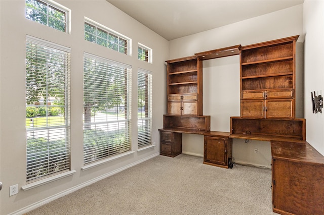 3737 Monica Ln, Fort Worth, TX 76244 - unfurnished office with built in study area, healthy amount of natural light, light carpet, and baseboards