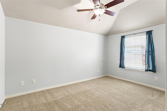 3737 Monica Ln, Fort Worth, TX 76244 - carpeted empty room with lofted ceiling, a ceiling fan, and baseboards