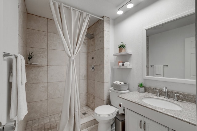 3510 Knoll Point Dr, Garland, TX 75043 - bathroom with toilet, a stall shower, and vanity
