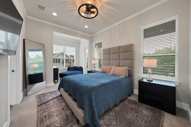 404 Bobbie St, Dallas, TX 75203 - carpeted bedroom with ornamental molding, baseboards, and recessed lighting