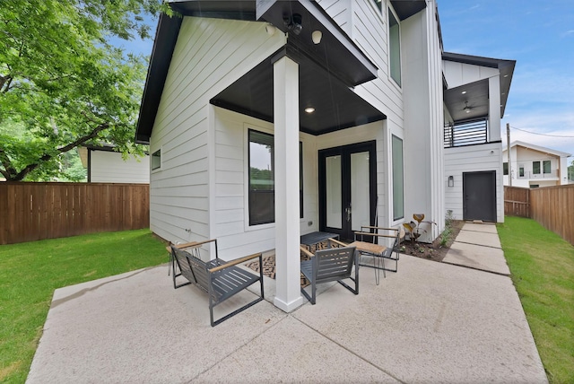 404 Bobbie St, Dallas, TX 75203 - view of patio / terrace featuring french doors and an outdoor living space