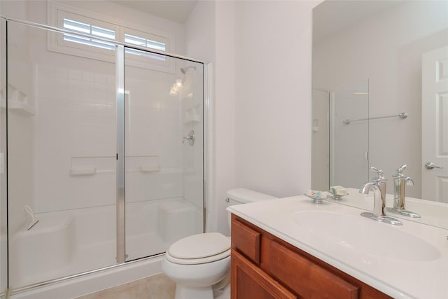 4001 Stone Oak Blvd, Denton, TX 76210 - bathroom featuring toilet, an enclosed shower, and vanity