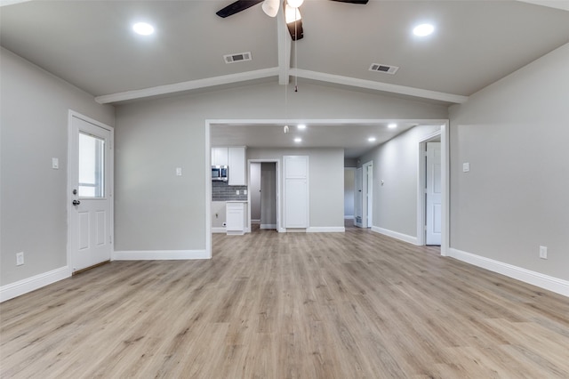 1326 Taperwicke Dr, Dallas, TX 75232 - unfurnished living room with ceiling fan, light wood-style floors, recessed lighting, and baseboards