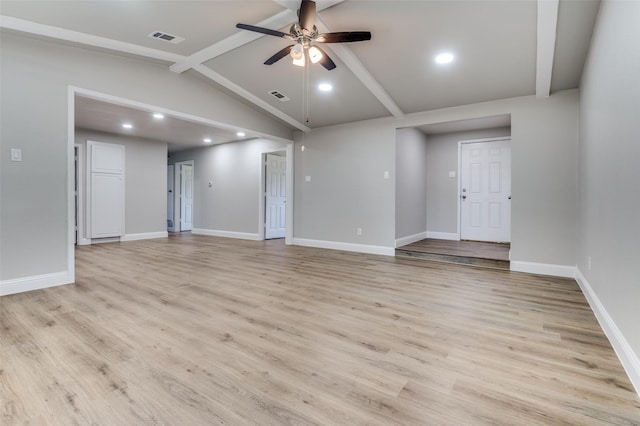 1326 Taperwicke Dr, Dallas, TX 75232 - unfurnished living room featuring ceiling fan, light wood-style floors, baseboards, and recessed lighting