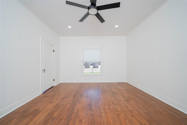 107 W Myrtle, Winnsboro, TX 75494 - spare room featuring a ceiling fan, wood finished floors, baseboards, and recessed lighting