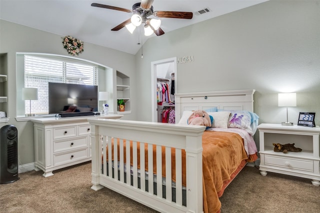 921 Yarwood Way, Burleson, TX 76028 - carpeted bedroom with vaulted ceiling and ceiling fan