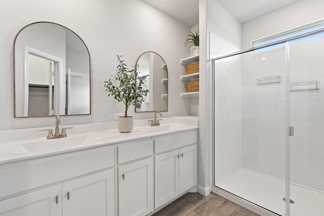 140 Orchard Pines Pl, Boyd, TX 76023 - bathroom featuring a shower stall and double vanity