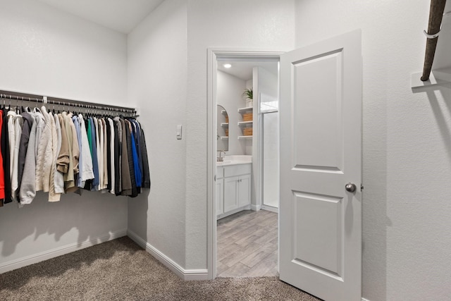 140 Orchard Pines Pl, Boyd, TX 76023 - walk in closet featuring carpet flooring and a sink