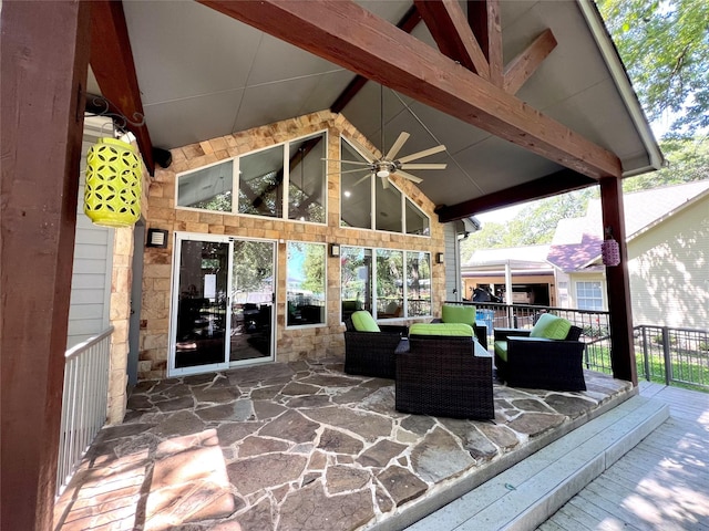 124 Robin Hood Way, Gun Barrel City, TX 75156 - view of patio featuring outdoor lounge area and ceiling fan