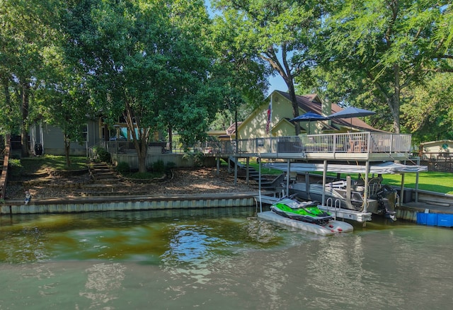 124 Robin Hood Way, Gun Barrel City, TX 75156 - dock featuring stairway and a deck with water view