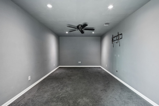 15505 City Garden Ln, Prosper, TX 75078 - spare room with a ceiling fan, recessed lighting, dark colored carpet, and baseboards