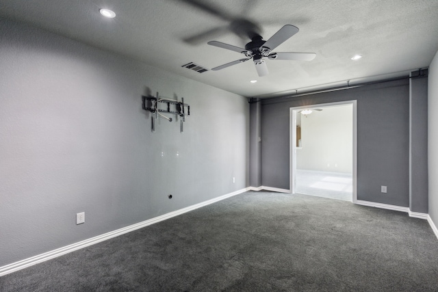 15505 City Garden Ln, Prosper, TX 75078 - spare room with ceiling fan, recessed lighting, carpet flooring, baseboards, and a textured ceiling