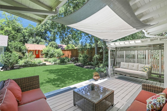 211 N Waddill St, Mckinney, TX 75069 - wooden terrace featuring an outdoor hangout area and a pergola