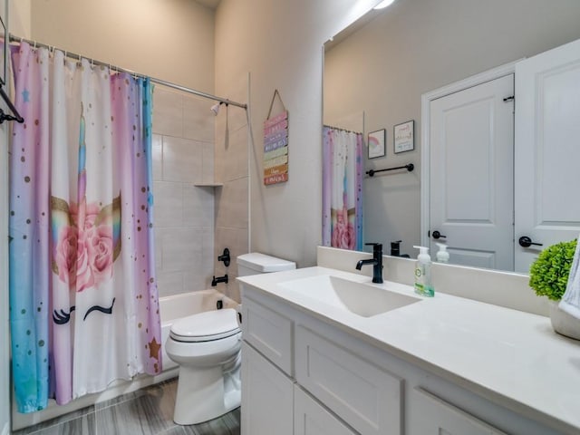 2201 Mountain Creek Ct, Wylie, TX 75098 - full bathroom featuring vanity, toilet, and shower / bath combination with curtain