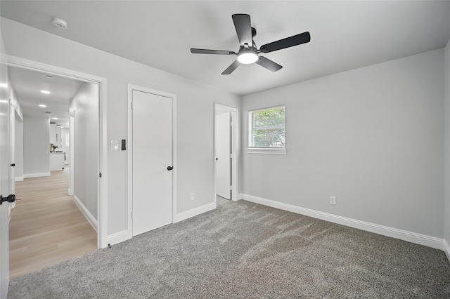 3651 Cindy Dr, Fort Worth, TX 76111 - unfurnished bedroom with baseboards, carpet floors, and ceiling fan