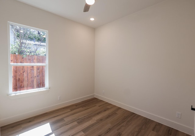 2836 Ave L, Fort Worth, TX 76105 - empty room featuring wood finished floors, a ceiling fan, baseboards, and recessed lighting
