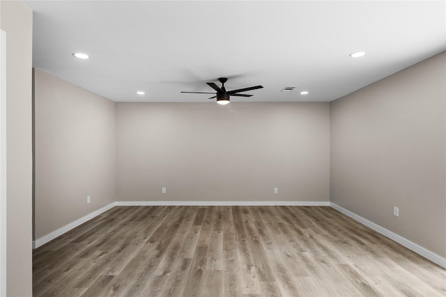 1013 Nueva Tierra St, Grand Prairie, TX 75052 - empty room featuring recessed lighting, light wood-type flooring, baseboards, and a ceiling fan
