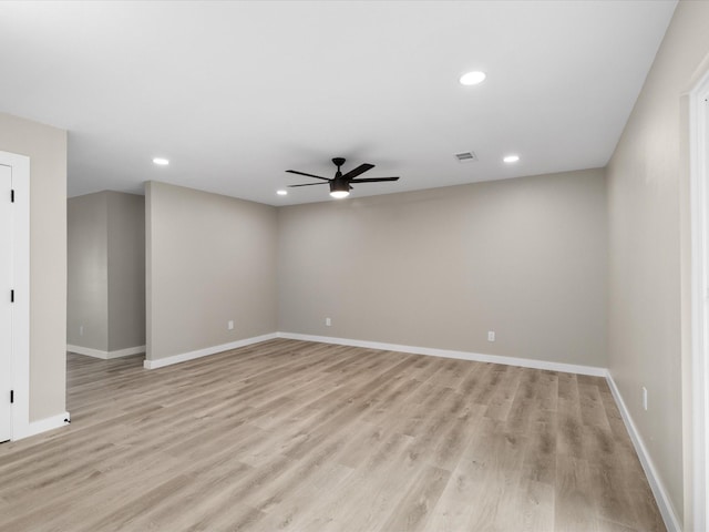 1013 Nueva Tierra St, Grand Prairie, TX 75052 - empty room featuring ceiling fan, light wood finished floors, recessed lighting, and baseboards