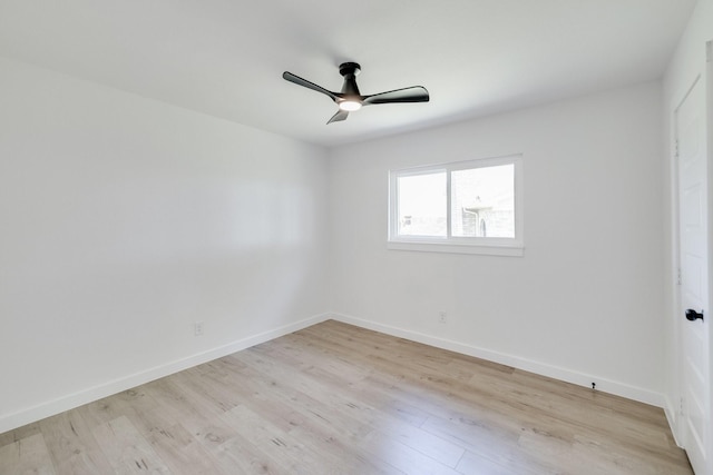 4128 Blackwillow Dr, Mesquite, TX 75150 - empty room featuring ceiling fan, light wood-type flooring, and baseboards