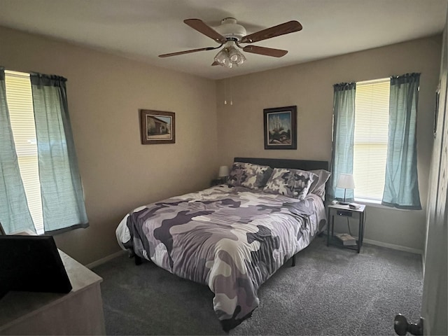 609 S 3rd St, Sanger, TX 76266 - bedroom featuring carpet, baseboards, and a ceiling fan