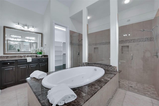 1070 Great Meadow Dr, Allen, TX 75013 - bathroom with a shower stall, tile patterned flooring, a whirlpool tub, and vanity