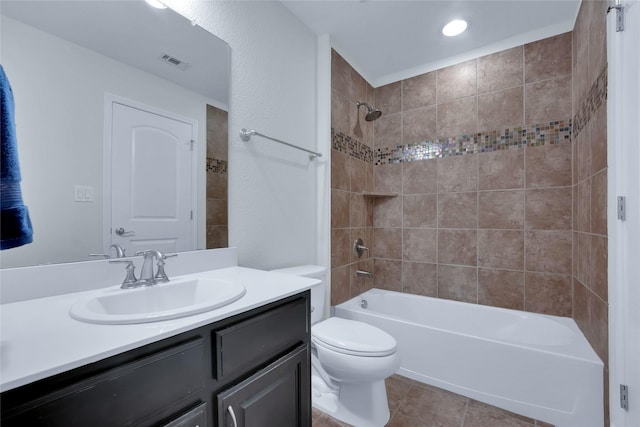 1070 Great Meadow Dr, Allen, TX 75013 - full bath with vanity, toilet, tub / shower combination, and tile patterned floors