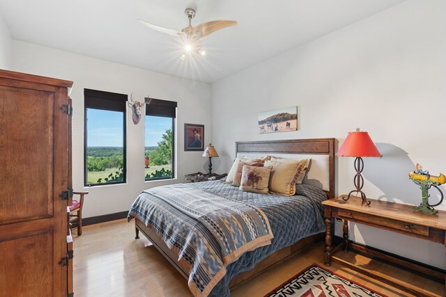 2333 County Road 163, Stephenville, TX 76401 - bedroom with light wood-style flooring, baseboards, and a ceiling fan