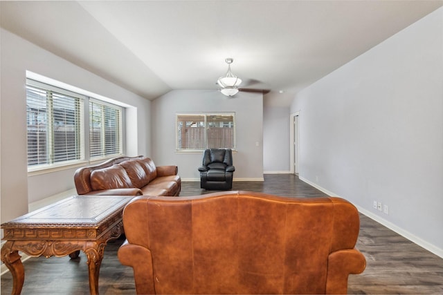 409 Hoover Ave, Lavon, TX 75166 - living room featuring dark wood-type flooring and lofted ceiling
