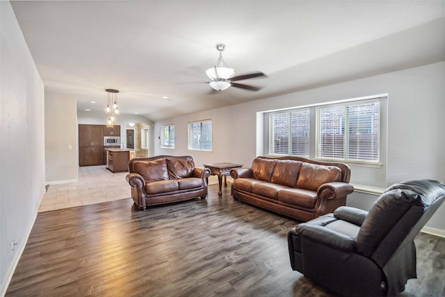 409 Hoover Ave, Lavon, TX 75166 - living room featuring ceiling fan, wood finished floors, and recessed lighting