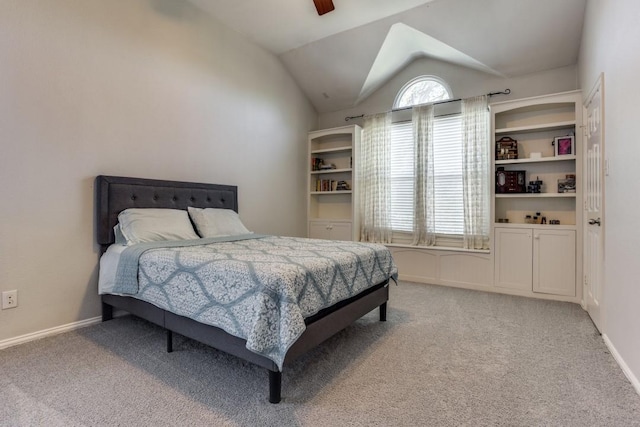 431 Lakefield Dr, Murphy, TX 75094 - bedroom featuring light carpet, lofted ceiling, ceiling fan, and baseboards