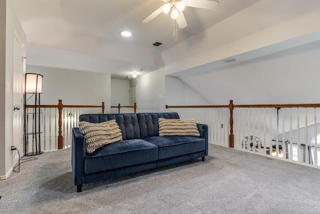 431 Lakefield Dr, Murphy, TX 75094 - carpeted living room with ceiling fan and recessed lighting
