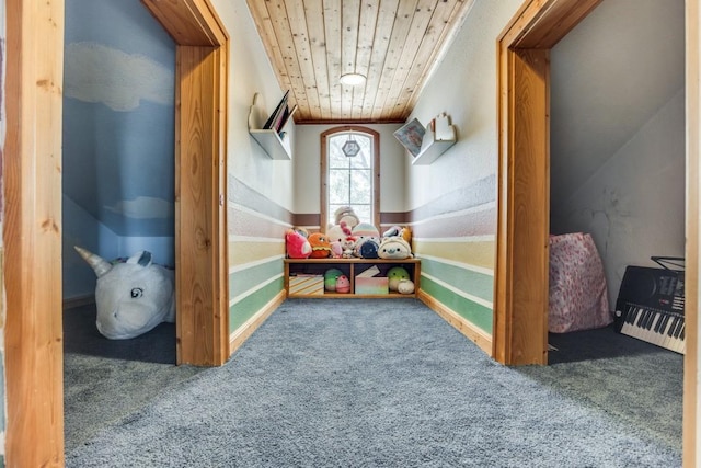 431 Lakefield Dr, Murphy, TX 75094 - hall with carpet floors and wooden ceiling