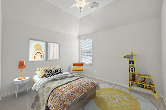 3816 Appleton Ln, Flower Mound, TX 75022 - carpeted bedroom with ceiling fan and vaulted ceiling