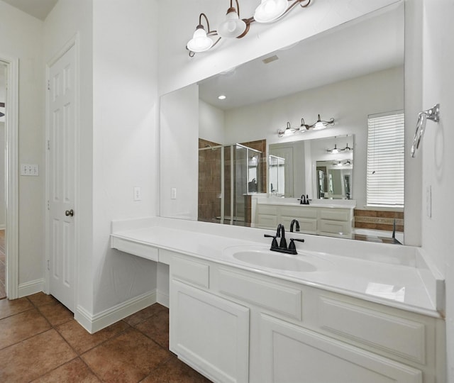 3816 Appleton Ln, Flower Mound, TX 75022 - full bathroom featuring a shower stall, vanity, and tile patterned flooring