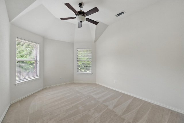 3816 Appleton Ln, Flower Mound, TX 75022 - unfurnished room featuring light colored carpet, vaulted ceiling, and ceiling fan