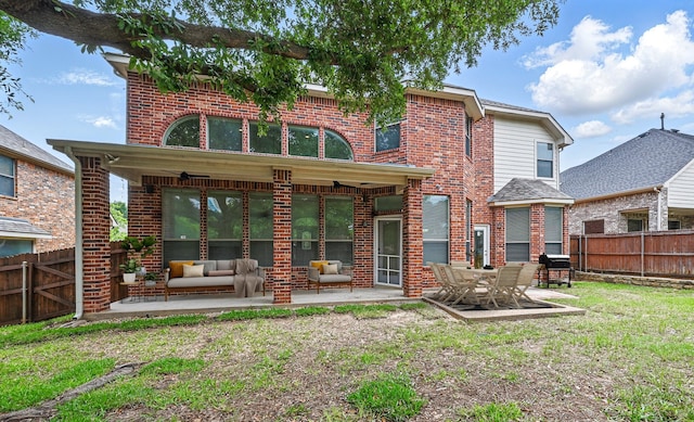 3816 Appleton Ln, Flower Mound, TX 75022 - rear view of property featuring a patio area, a fenced backyard, and brick siding