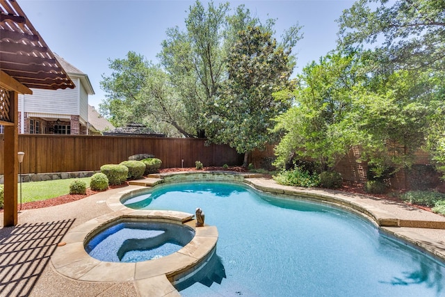 8017 Stonehill Dr, Plano, TX 75025 - view of pool featuring a fenced backyard and a pool with connected hot tub