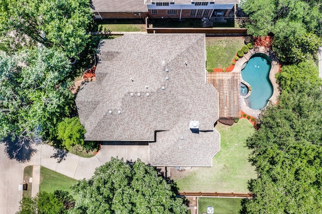 8017 Stonehill Dr, Plano, TX 75025 - view from above of property with a pool area