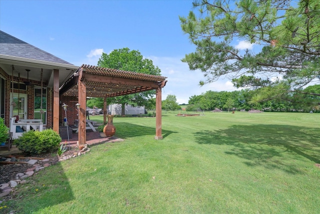 12319 N Emerald Ranch Ln, Forney, TX 75126 - view of grassy yard featuring a pergola and a patio area