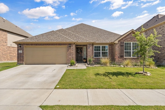 952 Sweeping Butte Dr, Fort Worth, TX 76052 - ranch-style house with an attached garage, roof with shingles, brick siding, and driveway